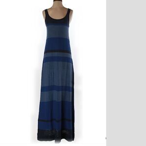 Vince Stripe Maxi Dress Blue Scoop Neck Size S